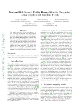 Feature-Rich Named Entity Recognition for Bulgarian Using Conditional
  Random Fields