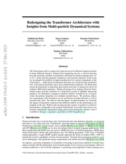 Redesigning the Transformer Architecture with Insights from
  Multi-particle Dynamical Systems