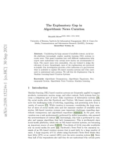 The Explanatory Gap in Algorithmic News Curation