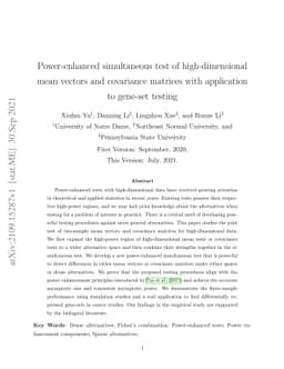 Power-enhanced simultaneous test of high-dimensional mean vectors and
  covariance matrices with application to gene-set testing