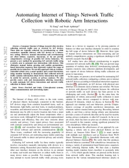 Automating Internet of Things Network Traffic Collection with Robotic
  Arm Interactions