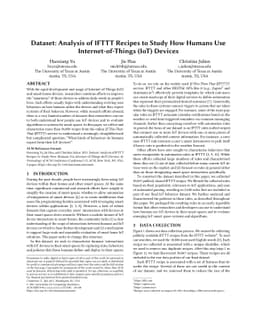 Dataset: Analysis of IFTTT Recipes to Study How Humans Use
  Internet-of-Things (IoT) Devices