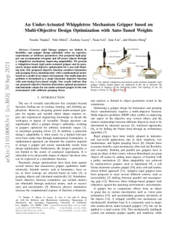 An Under-Actuated Whippletree Mechanism Gripper based on Multi-Objective
  Design Optimization with Auto-Tuned Weights