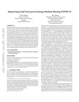 Improving Load Forecast in Energy Markets During COVID-19