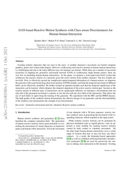 GAN-based Reactive Motion Synthesis with Class-aware Discriminators for
  Human-human Interaction