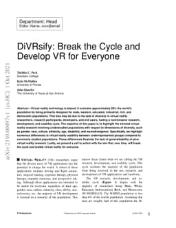 DiVRsify: Break the Cycle and Develop VR for Everyone