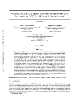 An Ensemble-based Multi-Criteria Decision Making Method for COVID-19
  Cough Classification