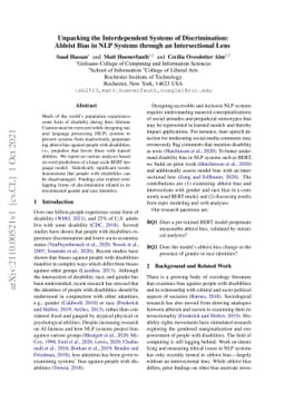 Unpacking the Interdependent Systems of Discrimination: Ableist Bias in
  NLP Systems through an Intersectional Lens