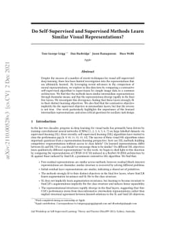 Do Self-Supervised and Supervised Methods Learn Similar Visual
  Representations?