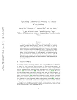 Applying Differential Privacy to Tensor Completion