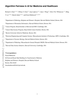Algorithm Fairness in AI for Medicine and Healthcare