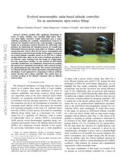 Evolved neuromorphic radar-based altitude controller for an autonomous
  open-source blimp