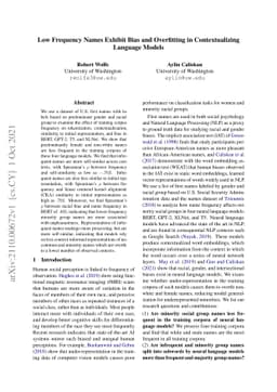 Low Frequency Names Exhibit Bias and Overfitting in Contextualizing
  Language Models
