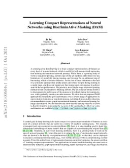 Learning Compact Representations of Neural Networks using DiscriminAtive
  Masking (DAM)