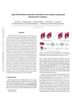 Light Field Saliency Detection with Dual Local Graph Learning
  andReciprocative Guidance