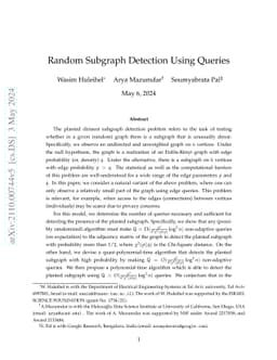 Random Subgraph Detection Using Queries