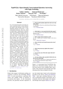 TopiOCQA: Open-domain Conversational Question Answering with Topic
  Switching