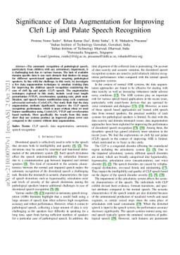 Significance of Data Augmentation for Improving Cleft Lip and Palate
  Speech Recognition