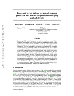Recurrent networks improve neural response prediction and provide
  insights into underlying cortical circuits