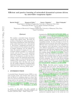 Efficient and passive learning of networked dynamical systems driven by
  non-white exogenous inputs