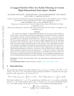 A Lagged Particle Filter for Stable Filtering of certain
  High-Dimensional State-Space Models
