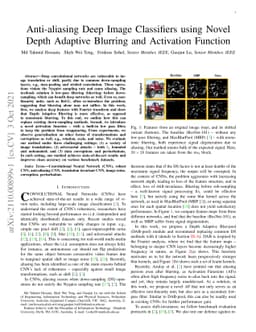 Anti-aliasing Deep Image Classifiers using Novel Depth Adaptive Blurring
  and Activation Function