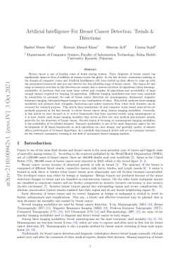 Artificial Intelligence For Breast Cancer Detection: Trends & Directions
