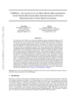 CDRNet: Accurate Cup-to-Disc Ratio Measurement with Tight Bounding Box
  Supervision in Fundus Photography Using Deep Learning