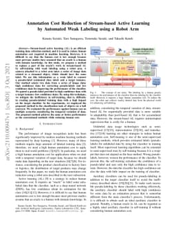 Annotation Cost Reduction of Stream-based Active Learning by Automated
  Weak Labeling using a Robot Arm