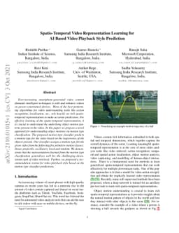 Spatio-Temporal Video Representation Learning for AI Based Video
  Playback Style Prediction