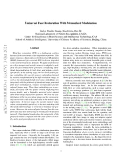 Universal Face Restoration With Memorized Modulation
