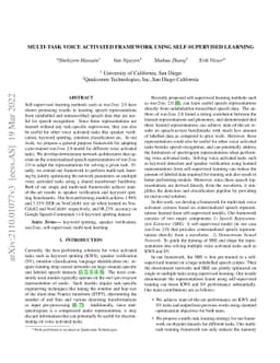 Multi-task Voice Activated Framework using Self-supervised Learning