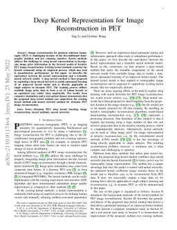 Deep Kernel Representation for Image Reconstruction in PET