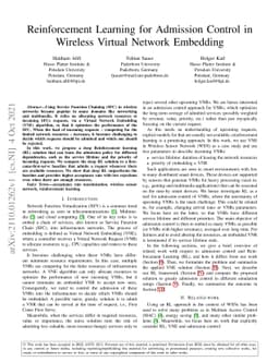 Reinforcement Learning for Admission Control in Wireless Virtual Network
  Embedding