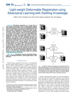 Light-weight Deformable Registration using Adversarial Learning with
  Distilling Knowledge