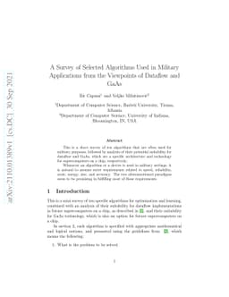 A Survey of Selected Algorithms Used in Military Applications from the
  Viewpoints of Dataflow and GaAs