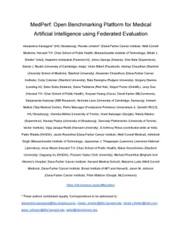 MedPerf: Open Benchmarking Platform for Medical Artificial Intelligence
  using Federated Evaluation