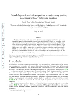 Extended dynamic mode decomposition with dictionary learning using
  neural ordinary differential equations