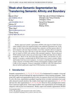 Weak-shot Semantic Segmentation by Transferring Semantic Affinity and
  Boundary