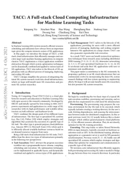 TACC: A Full-stack Cloud Computing Infrastructure for Machine Learning
  Tasks