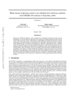 How mass surveillance can crowd out installations of COVID-19 contact
  tracing apps
