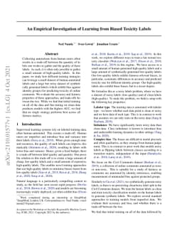 An Empirical Investigation of Learning from Biased Toxicity Labels