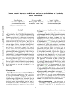 Neural Implicit Surfaces for Efficient and Accurate Collisions in
  Physically Based Simulations