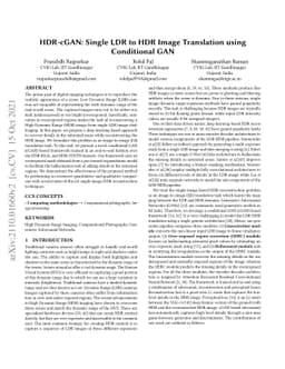 HDR-cGAN: Single LDR to HDR Image Translation using Conditional GAN