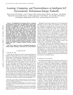 Learning, Computing, and Trustworthiness in Intelligent IoT
  Environments: Performance-Energy Tradeoffs