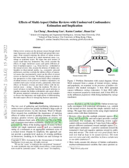 Effects of Multi-Aspect Online Reviews with Unobserved Confounders:
  Estimation and Implication