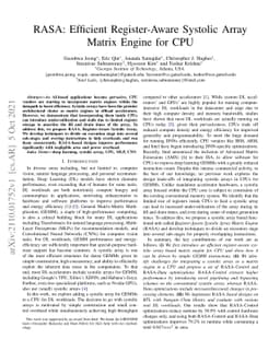 RASA: Efficient Register-Aware Systolic Array Matrix Engine for CPU