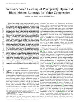 Self-Supervised Learning of Perceptually Optimized Block Motion
  Estimates for Video Compression