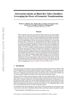 Adversarial Attacks on Black Box Video Classifiers: Leveraging the Power
  of Geometric Transformations