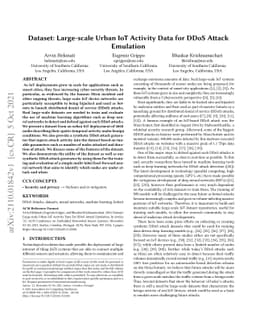 Dataset: Large-scale Urban IoT Activity Data for DDoS Attack Emulation